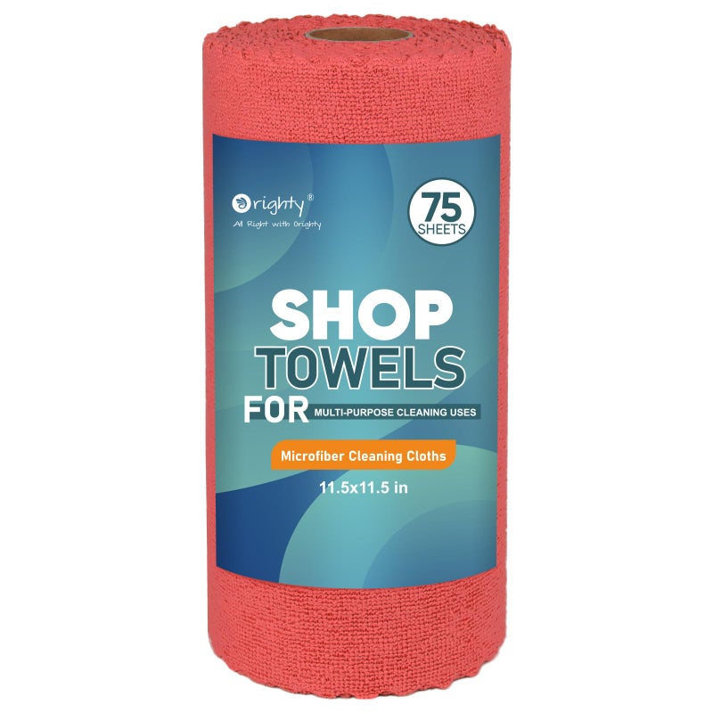 اورايتي قماش تنظيف من الألياف الدقيقة من أوريتي، 75 ورقة مناشف متجر، مناشف ورقية قابلة لإعادة الاستخدام، مناشف ورقية قابلة لإعادة الاستخدام، مناشف تنظيف من الألياف الدقيقة قابلة للغسل للسيارات والمنزل والمطبخ، 11.5 × 11.5، أحمر - Image 1